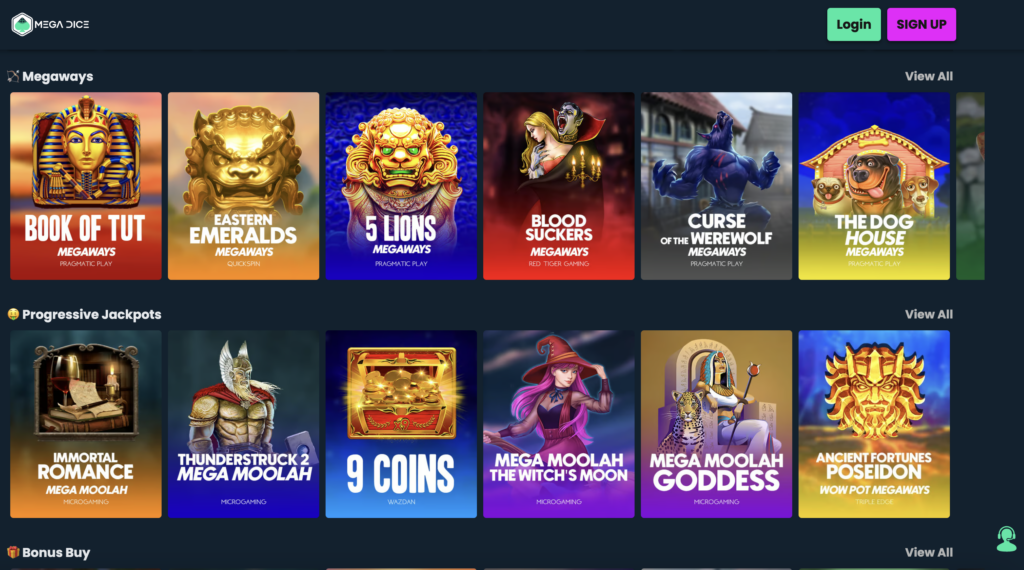 megadice casino website